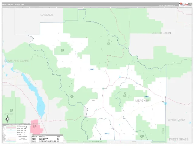 Meagher County, MT ZIP Code Wall Map, Classic style