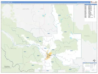 Missoula County, MT Business Reference style ZIP Code wall map