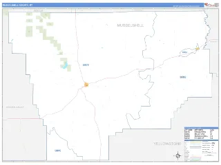 Musselshell County, MT Business Reference style ZIP Code wall map