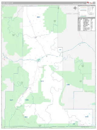 Park County, MT Classic style ZIP Code wall map