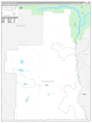 Petroleum County, MT Classic style ZIP Code wall map