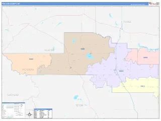 Pondera County, MT ColorCast style ZIP Code wall map