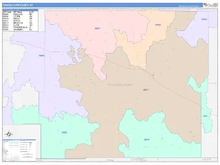 Powder River County, MT ColorCast style ZIP Code wall map