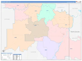 Richland County, MT ColorCast style ZIP Code wall map