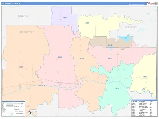 Roosevelt County, MT ColorCast style ZIP Code wall map