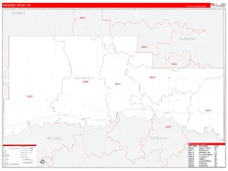 Roosevelt County, MT RedLine style ZIP Code wall map