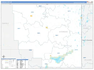 Sheridan County, MT Business Reference style ZIP Code wall map