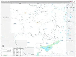 Sheridan County, MT Classic style ZIP Code wall map