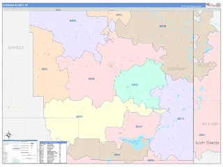 Sheridan County, MT ColorCast style ZIP Code wall map