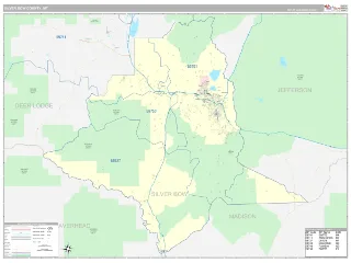 Silver Bow County, MT Classic style ZIP Code wall map