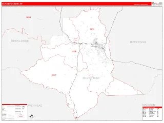 Silver Bow County, MT RedLine style ZIP Code wall map