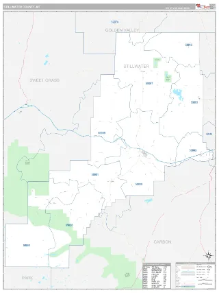 Stillwater County, MT Classic style ZIP Code wall map