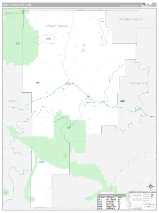 Sweet Grass County, MT Classic style ZIP Code wall map