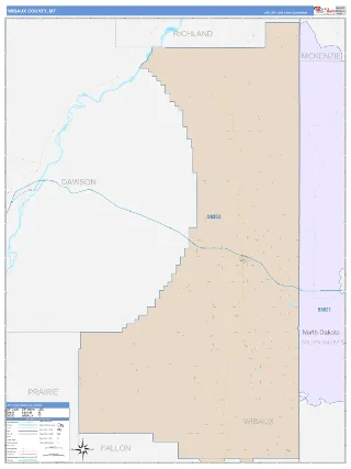 Wibaux County, MT ColorCast style ZIP Code wall map