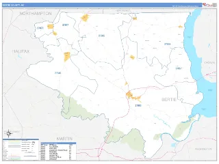 Bertie County, NC Business Reference style ZIP Code wall map