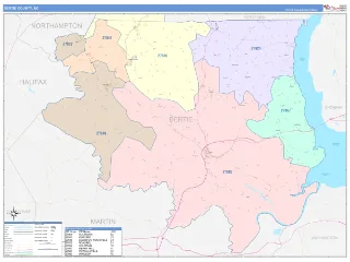 Bertie County, NC ColorCast style ZIP Code wall map
