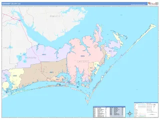 Carteret County, NC ColorCast style ZIP Code wall map