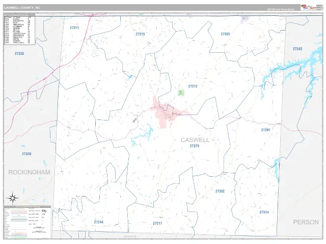 Caswell County, NC ZIP Code Wall Map, Classic style