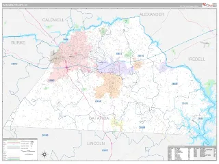 Catawba County, NC Classic style ZIP Code wall map