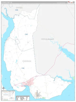 Chowan County, NC Classic style ZIP Code wall map