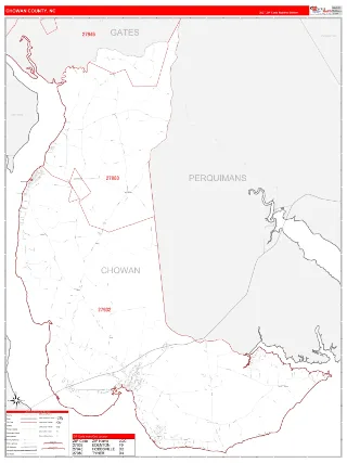 Chowan County, NC RedLine style ZIP Code wall map