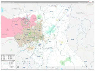 Cumberland County, NC Classic style ZIP Code wall map