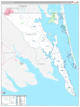 Currituck County, NC Classic style ZIP Code wall map