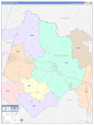 Edgecombe County, NC ColorCast style ZIP Code wall map