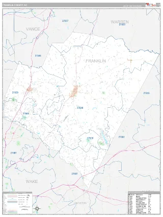 Franklin County, NC Classic style ZIP Code wall map