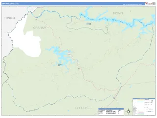 Graham County, NC Business Reference style ZIP Code wall map