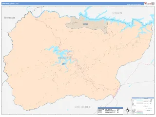 Graham County, NC ColorCast style ZIP Code wall map