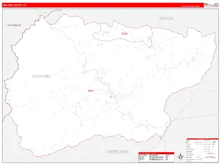 Graham County, NC RedLine style ZIP Code wall map