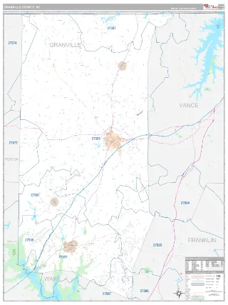 Granville County, NC Classic style ZIP Code wall map