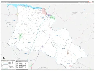 Halifax County, NC Classic style ZIP Code wall map