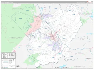 Henderson County, NC Classic style ZIP Code wall map