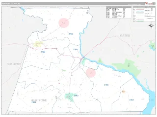 Hertford County, NC Classic style ZIP Code wall map