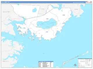 Hyde County, NC Business Reference style ZIP Code wall map