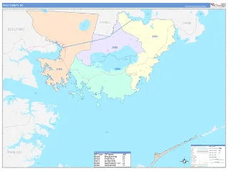 Hyde County, NC ColorCast style ZIP Code wall map