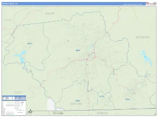 Macon County, NC Business Reference style ZIP Code wall map