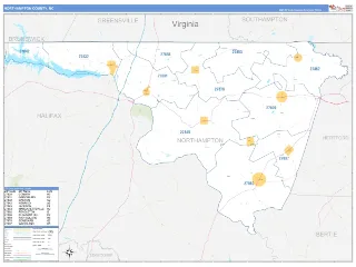 Northampton County, NC Business Reference style ZIP Code wall map