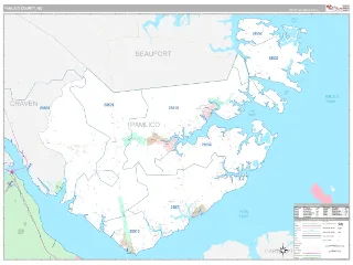 Pamlico County, NC Classic style ZIP Code wall map