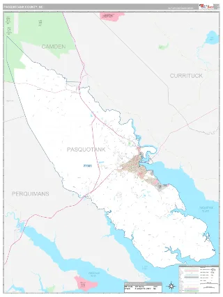 Pasquotank County, NC Classic style ZIP Code wall map