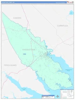 Pasquotank County, NC ColorCast style ZIP Code wall map