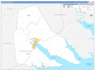 Perquimans County, NC Business Reference style ZIP Code wall map