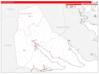 Perquimans County, NC RedLine style ZIP Code wall map