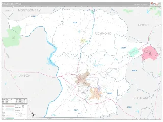 Richmond County, NC Classic style ZIP Code wall map