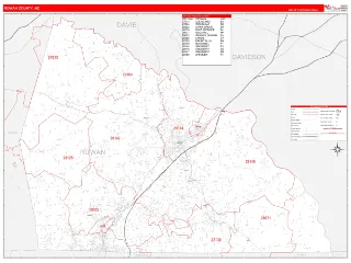 Rowan County, NC RedLine style ZIP Code wall map