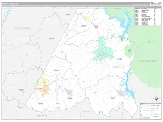 Stanly County, NC Classic style ZIP Code wall map