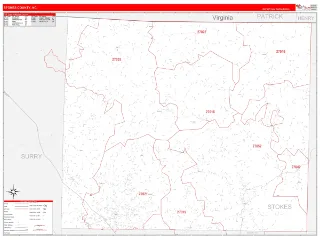 Stokes County, NC RedLine style ZIP Code wall map
