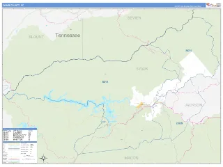 Swain County, NC Business Reference style ZIP Code wall map